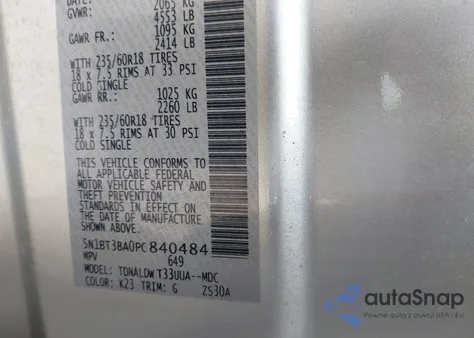 2023 Nissan Rogue Sv Fwd from USA, damaged, VIN 5N1BT3BA0PC840484